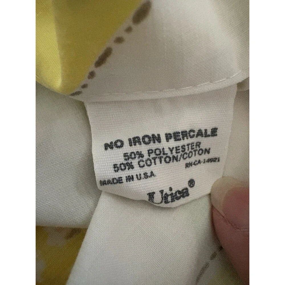 Vintage Utica JP Stevens Yellow Floral Trellis King Flat Sheet 2 Pillowcases *